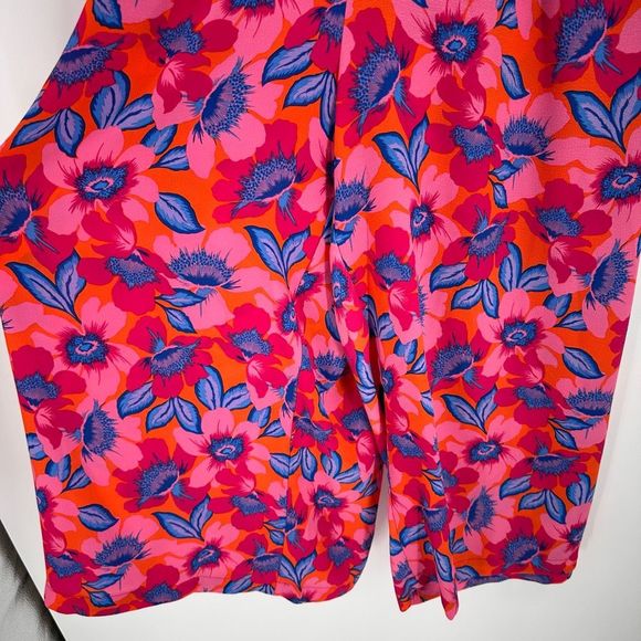 NWT Rose + Olive Women's Floral High Waist Crop Wide Leg Pants Blue Pink Size 3X - Picture 5 of 14